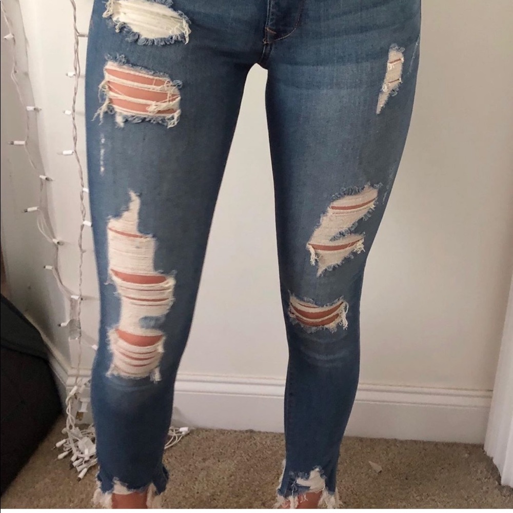 Express mid-rise ripped jeans